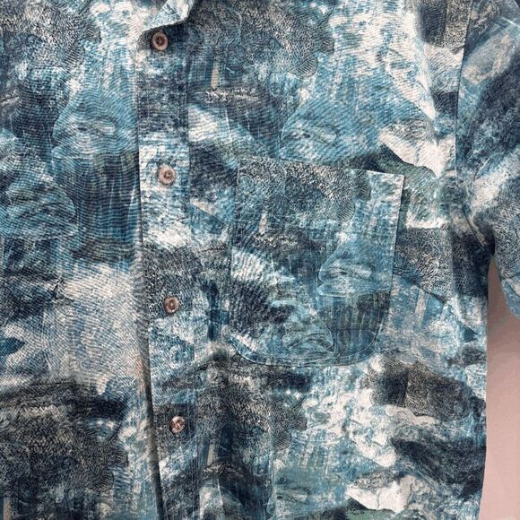 Vintage Mens Wrangler CamoDog Fish Print Short Sleeve Button Down Shirt Size L - Picture 3 of 6